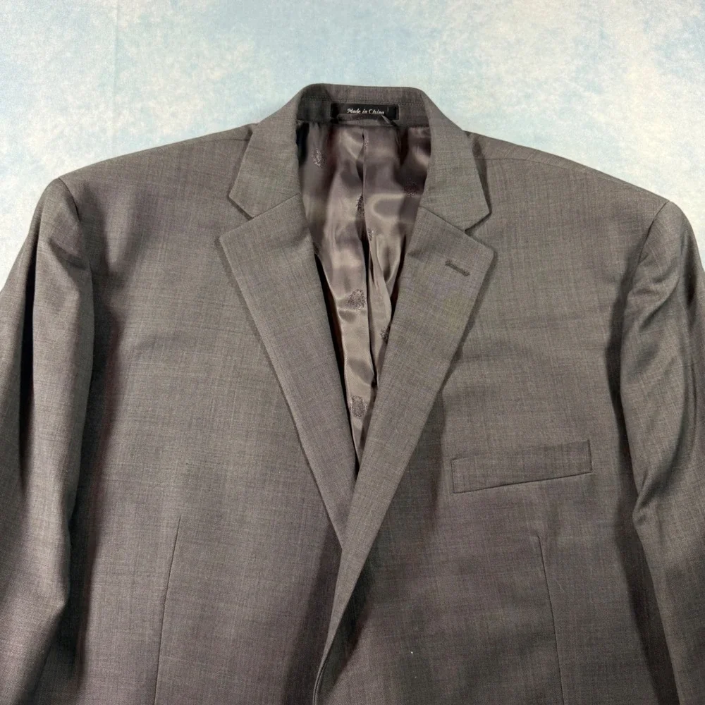 Lauren Ralph Lauren Suit Jacket Mens 50R Grey Wool Blend 2-Button Blazer 3062